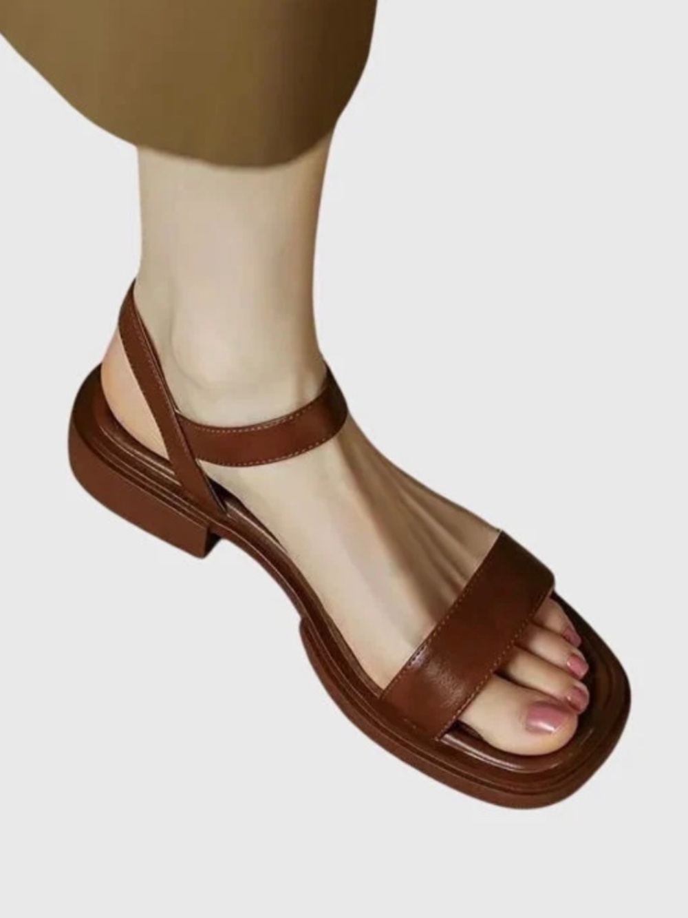 Comfortable low heel ankle strap sandals